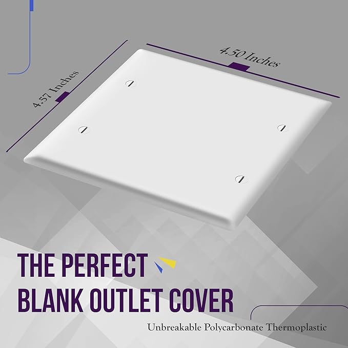 ENERLITES Double Blank Device Wall Plate, Gloss Finish, Standard Size 2-Gang 4.50" x 4.57", Polycarbonate Thermoplastic, 8802-W, White