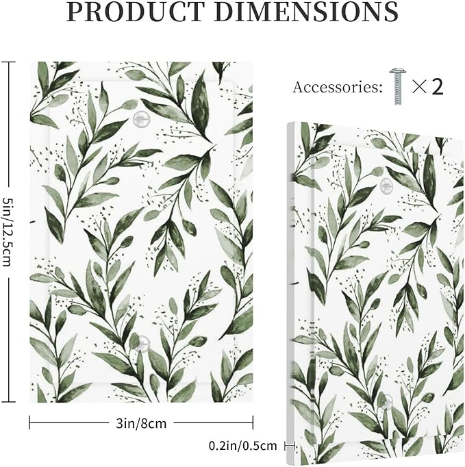 Green Leaf Olive Leaf Sage Floral Light Switch Cover Plate 1 Gang No Device Blank Electrical Wall Plates Faceplate Decorative Switch Plate Covers for Bedroom Living Room Decor