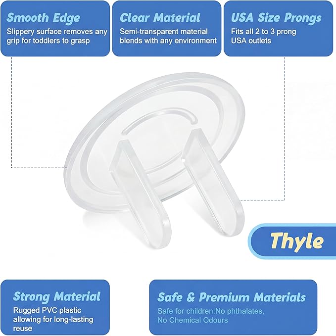 Thyle 200 Pcs Outlet Covers Bulk Child Baby Proofing Plug for Electrical Outlets Covers Easy Install Socket Sturdy Safe Secure Baby Proofing Kit for Home Office Bulk