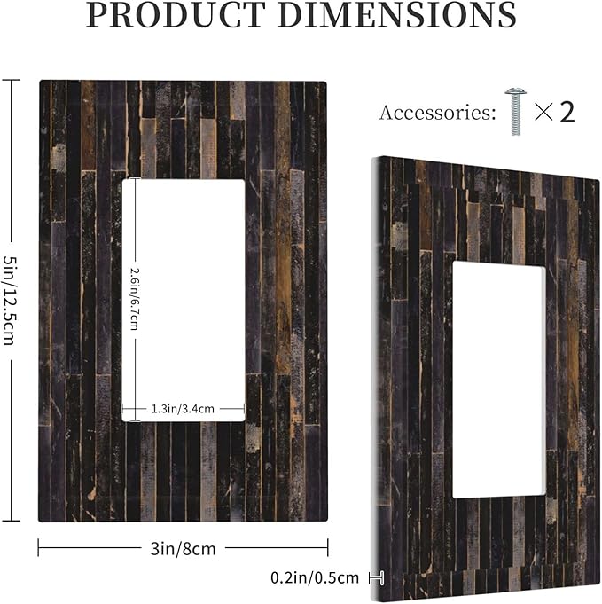 Decorative Switch Plate Covers Black Farmhouse Wood Board 1 Gang Single Decora GFCI Device Light Switch Cover Western Country Lodge 1 Rocker Outlet Wall Plate Faceplate for Bathroom Bedroom