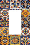 Mexican Talavera Tiles Flower Vintage Decorative Outlet Covers 1 Gang Single Rocker Light Switch Cover Plate Wall Plates GFCI Faceplate for Kitchen Bathroom Decor