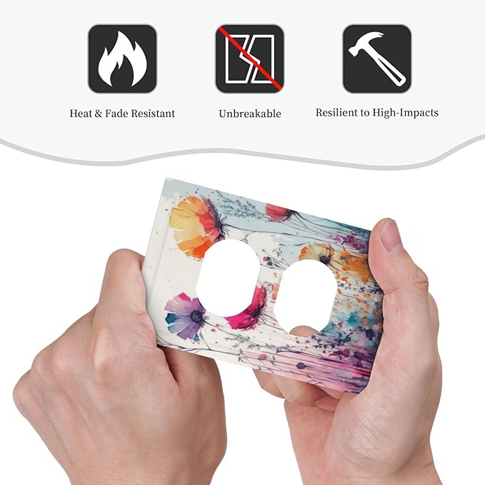 Light Switch Cover Plate Abstract Floral watercolor flowers 1 Gang Duplex Outlet Covers Wildflower Decorative Wall Plates Electrical Switchplate Receptacle Cover for Bathroom Home Decor