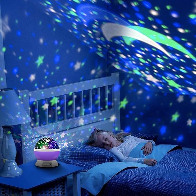 Kids Star Projector Night Light for Girls, 360° Rotating Star Lights for Bedroom, Toddler Night Light Projector, Ceiling Light Projector for Kids Room, Birthday Gift for 3-8 Year Old Girls Purple