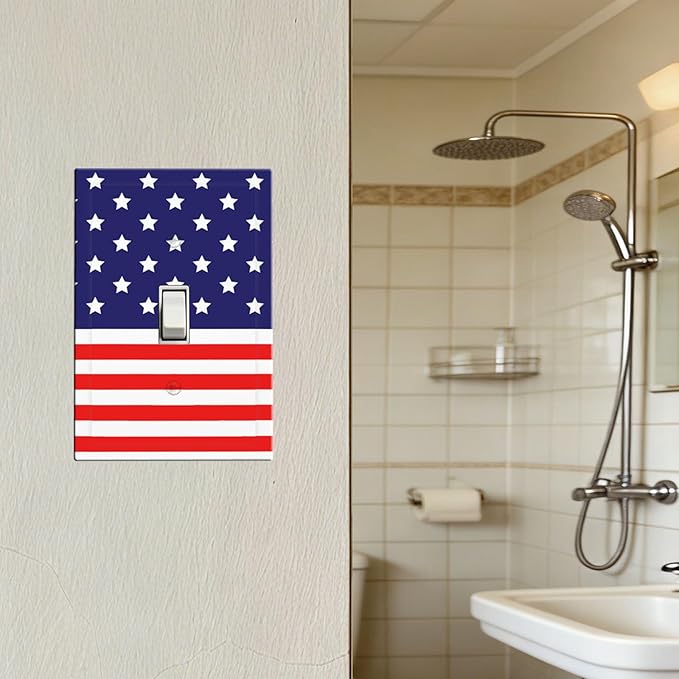 American Flag 1-Gang Toggle Light Switch Plate, Patriotic Stars & Stripes 4th of July USA Pride Decorative Wall Plate for Holiday Decor