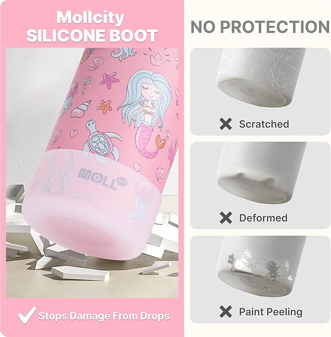 12 oz Stainless Steel Vacuum Insulated Water Bottle-Small Water Bottle BPA Free, Gift for Boy, Girls-Mermaid