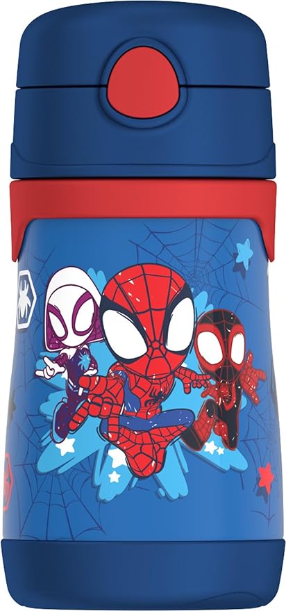 THERMOS Vacuum Insulated Stainless Steel 10oz Straw Bottle, Spidey and His Amazing