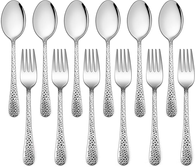 LIANYU 12Piece Kids Silverware Set, Includes 6 Kid Spoons, 6 Kid Forks, Stainless Steel Toddler Utensils Children Flatware Set, Child Preschooler Cutlery Set, Dishwasher Safe