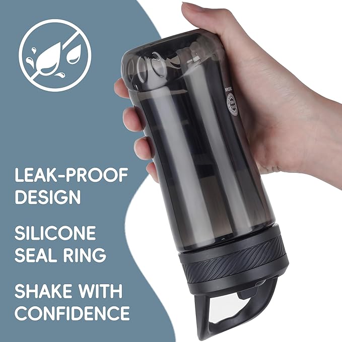 Kids Clear Water Bottle 14oz Flip with Straw Carry Handle, Leakproof, Reusable, Tritan, BPA Free, Suitable for Boys and Girls, Black