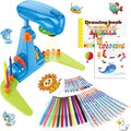 Sumsoltic Drawing Projector for Kids, Art and Craft Kit, Including Colored Pencils, Crayons, Coloring Books, Toys for 3+ Year Old Boys (Blue Drawing Kit v1)