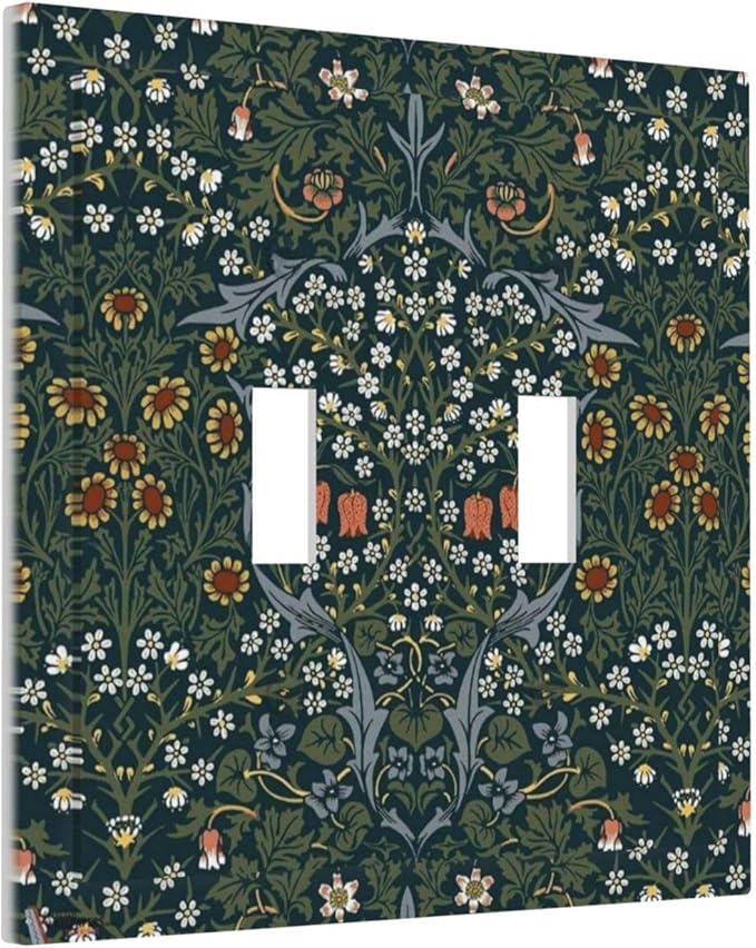 Decorative Switch Plates Colorful Floral Boho Flower Plant Leaf 2 Gang Double Toggle Outlet Light Switch Cover Wall Plate Electrical Faceplate For Bed Room Living Room Decor