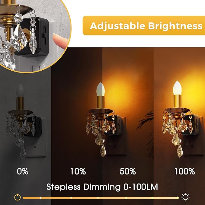 L LOHAS LED Flameless Candle Night Light, 2 Pack Night Lights Plug into Wall, LED Candle Night Light with Light Sensor, 0-100LM Dimmable Nightlight, for Dinning Room, Living Room, Bathroom, Hallway