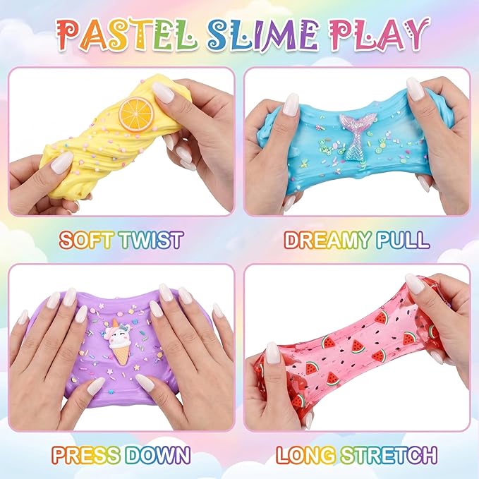 9 Pack Slime Kit - with 3 Jelly Cube Crunchy Slime and 6 Butter Slime, Non-Sticky, Mess-Free, Stress Relief Clear Slime - Toys for Girls and Boys - Party Favor, Stress Relief Toy, Classroom Reward
