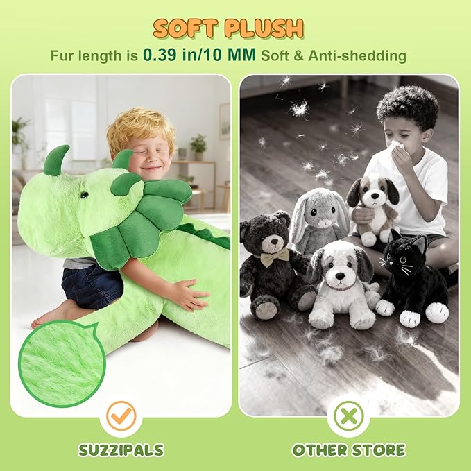 SuzziPals 43 inch Giant Triceratops Plush, Lifelike Giant Dinosaur Stuffed Animal for Stress Relief & Companion, Extra Soft Big Stuffed Animals, Jumbo Dinosaur Plush Toys Gifts for Kids Adults