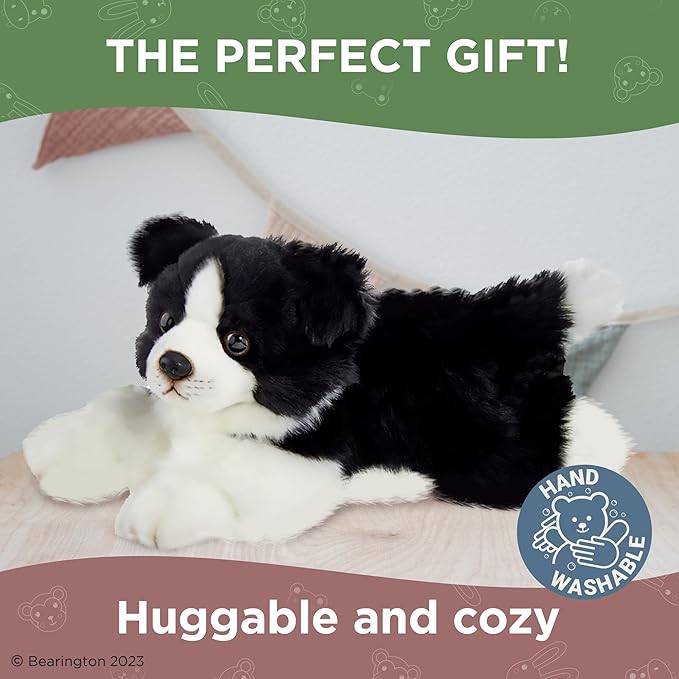 Bearington Dog Stuffed Animal Realistic Dog Plush Border Collie Shep Cute Plushies for Kids Boys & Girls - 13"