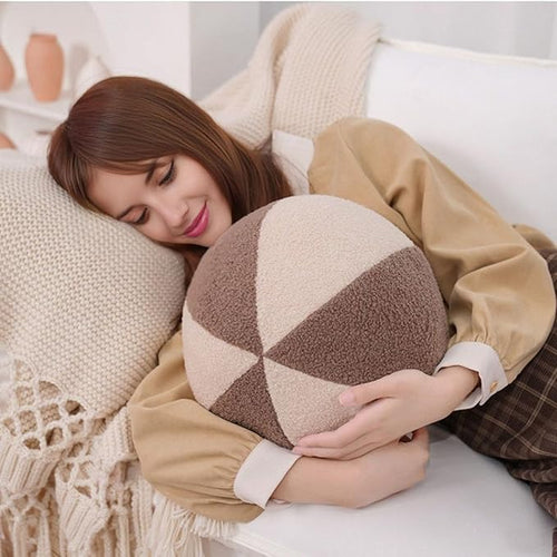 12 Inch Round Hugging Pillow Plush Toy Soft Plushies Throw Pillows Kids' First Plush Toys for Home Decor Or Gift for Kids and Lovers (Cream&Coffee)