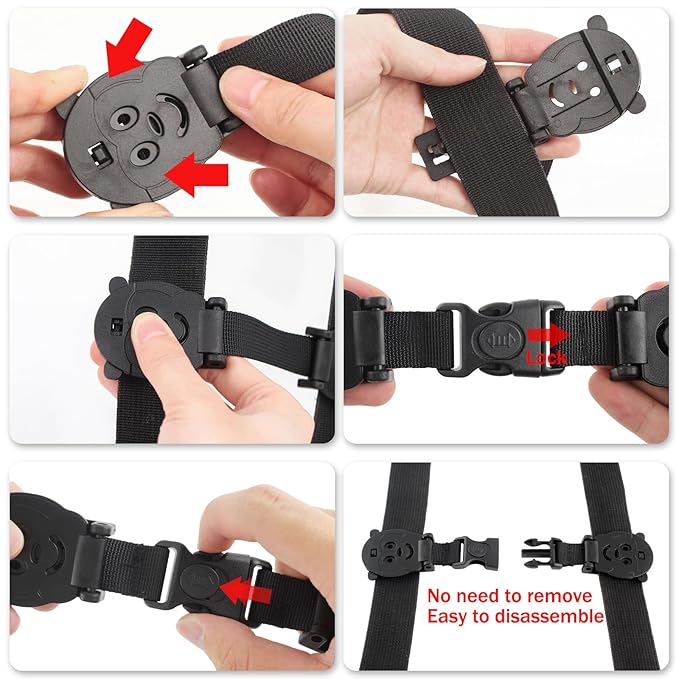Anti Escape Baby Harness Chest Clip with Buckle, Prevent Children/Kids Taking Their Arms Out of High Chairs/Strollers/Baby Reins(2 Pack, Black)