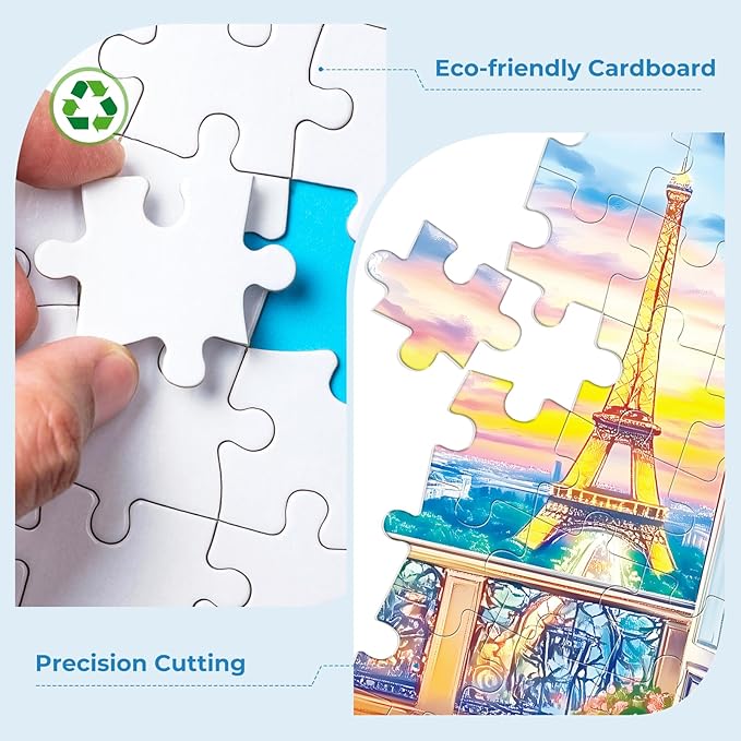 300 Pieces Puzzles for Adults,Eiffel Tower Dusk Reading Scene Puzzles,Large Piece Puzzle for Seniors,Cute Puppy Jigsaw Puzzles for Kids Ages 8-10,Challenging Family Games, 20.5 x 15 in