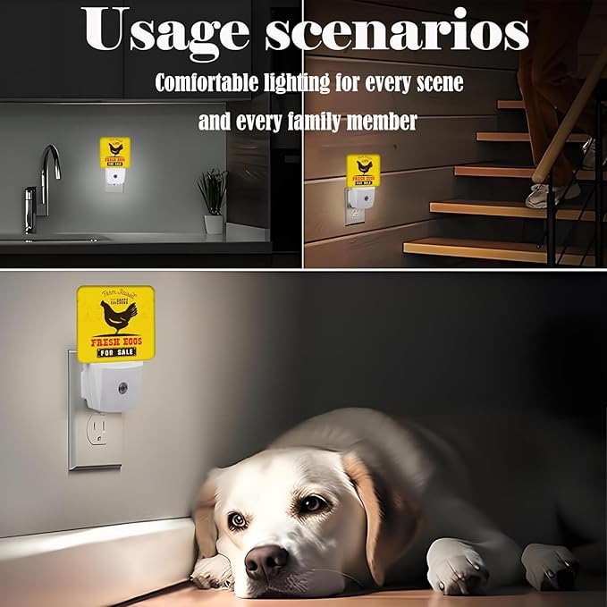 Funny Chicken Night Light,Plug Into Wall for Boys Girls Bedroom Decorative Square Night Light Lamp 0.5w Sleep Friendly
