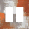 Orange Grey Abstract Art Oil Painting Decorative Outlet Covers 2 Gang Double Gfci Rocker Electrical Wall Panels Light Switch Cover Plate For Home Farmhouse Decor