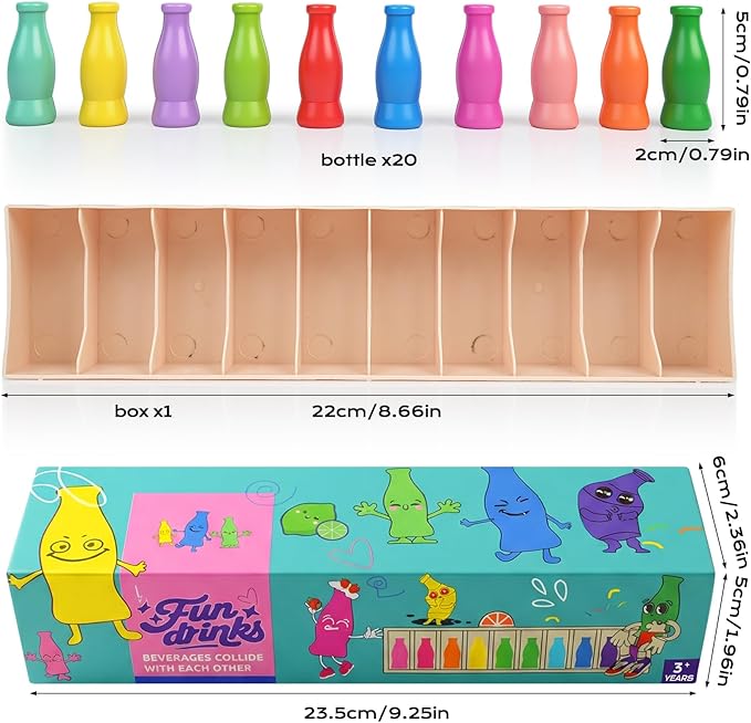 Foleto Bottle Flip Challenge Game, Color Match Interactive Sorting Toy with 20 ABS Bottles, Dual-Mode Brain Training Game Portable Party Family Group Challenge