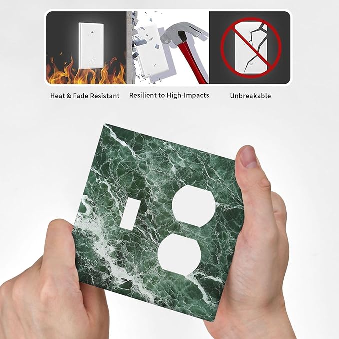 Wallplates Forest Marble Dark Green With White Vein 1 Toggle 1 Duplex Switch Plate Electrical Gfci Faceplate Decorative Light Switch Covers For Bathroom Kitchen Decor