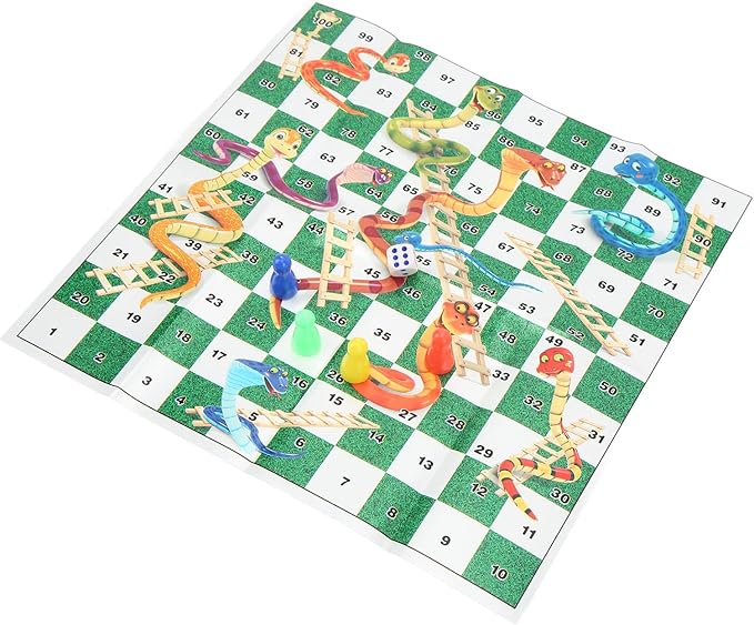 RiToEasysports Foldable Flying Chess Game, 3 in 1 Board Game Set with Snake and Ladder Chess for Kids Adults, Portable Plastic Family Travel Camping Party Entertainment