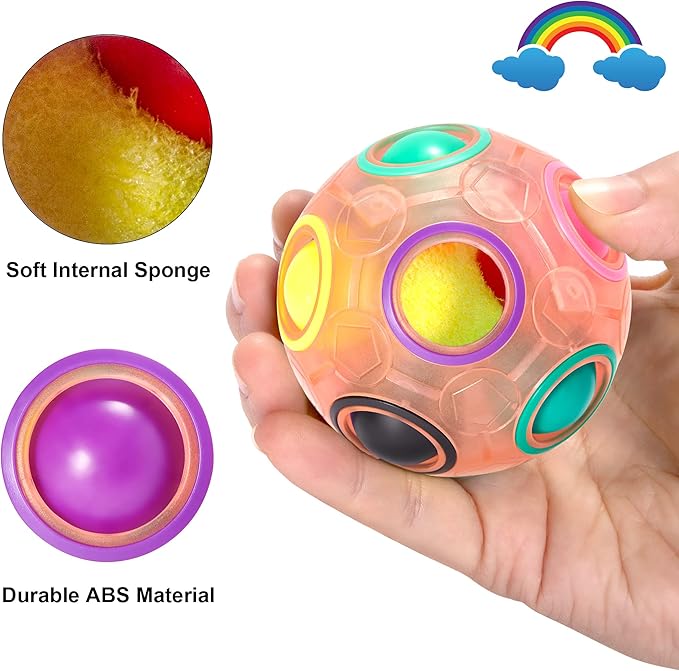 Vdealen Magic Rainbow Puzzle Ball, Fidget Ball Puzzle Brain Teaser Fidget Toy for Boys & Girls- Birthday Party Easter Valentines Christmas Stocking Stuffers for Kids Teen & Adults(Pink)