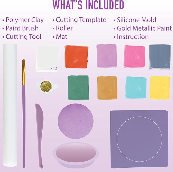 JOiFULi Make Your Own Clay Jewelry Bowls Arts and Crafts Kit for Girls Kids Ages 8 9 10 11 12 Years Old