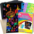 ZMLM Scratch Paper Art Crafts Kids Gifts, 100PCS Rainbow Scratch Paper Art for 3 4 5 6 7 8 9 Years Old Girls Boys, Arts and Crafts for Kids 4-6, Birthday Gifts Toys and Party Favors (Pink)