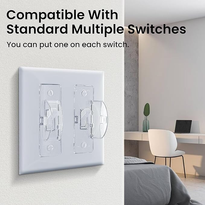 Roxiuc Switch Guard - Light Switch Cover Guard - Childproof - Clear (4pc) - Toggle Switch Compatible - Approximately 3.5"L x 1"W x 0.5"D - Electrical Safety Product
