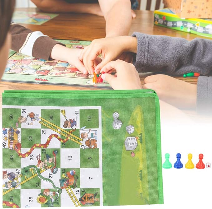 Snake Chess,60x45cm Folding Snake Chess Washable Folding Non Woven Fabrics Carpet Ground Mat Snake Ladder Chess Children Game Toy(3cm)