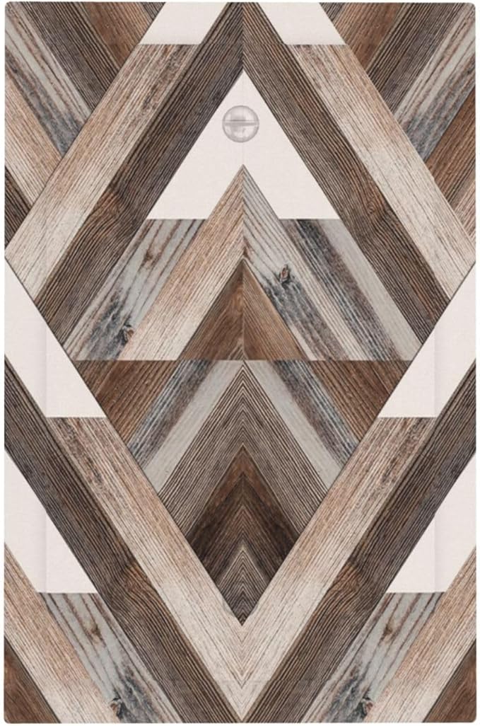 Polygon Collage Abstract Shapes Rustic Wood Panel Print Light Switch Cover Plate 1 Gang No Device Blank Electrical Wall Plates Faceplate Decorative Switch Plate Covers for Farmhouse Bedroom Decor
