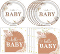 40 PCS Boho Baby Shower Decorations Bohemian Theme Disposable Tableware Set Gender Neutral Baby Shower Decorations Baby Paper Plates Napkins for Girl Boy