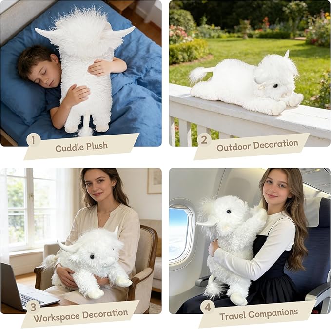 WDXDSOB Weighted Highland Cow Stuffed Animals, 4.2 Lbs Weighted Highland Cow Plush for Kids & Adults, 21.6 Inch Large Cattle Pillow Toy Gift for Christmas Birthday Gift