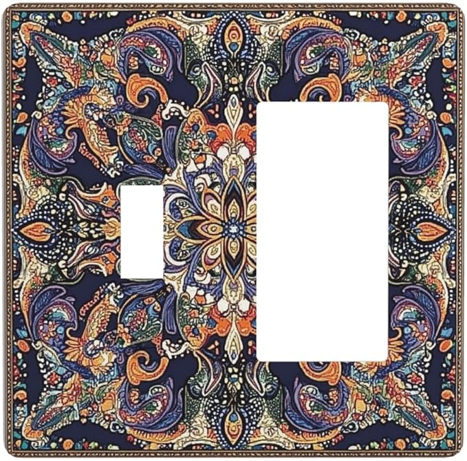 Outlet Covers Mandala Petals Retro Flowers 1 Toggle 1 Rocker Combination Decorative Wall Plate Electrical Switch Plates Light Switch Cover Plate For Bed Room Home Decor