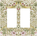 William Morris Vintage Strawberry Bird Botanical Decorative Outlet Covers 2 Gang Double GFCI Rocker Electrical Wall Panels Light Switch Cover Plate for Farmhouse Home Decor