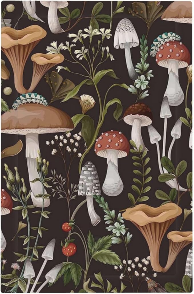 Vintage Boho Hippie Plant Mushroom 1 Gang No Device Wall Plate Decorative Blank Light Switch Cover Switchplate Electrical Faceplate for Bathroom Home Bedroom Art Decor