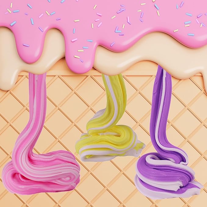 15 Packs Duo Colored Butter Slime Kit, Non Sticky, Super Soft Sludge Toy, Birthday Gifts and Party Favors for Girls & Boys