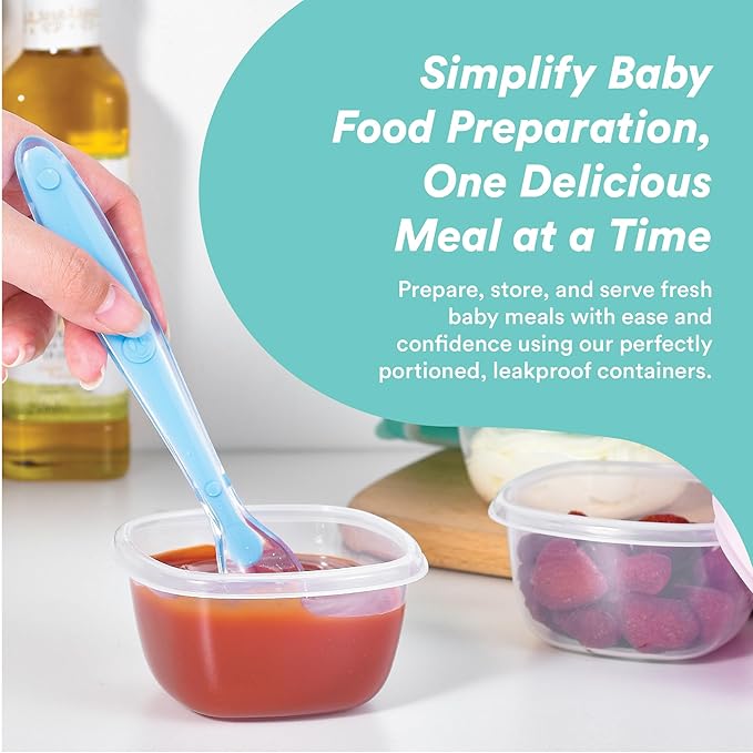 Liname Silicone Baby Food Containers (6 Pack) - Baby Food Storage Containers with Ventilation Valve for Reheating & Rubber Bottom for Easy Frozen Food Release - Baby Led Weaning & Feeding Essentials