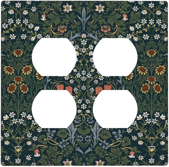 Outlet Covers Colorful Floral Boho Flower Plant Leaf 2 Gang Double Duplex Decorative Light Switch Covers Electrical Wallplates Socket Faceplate For Bed Room Living Room Decor