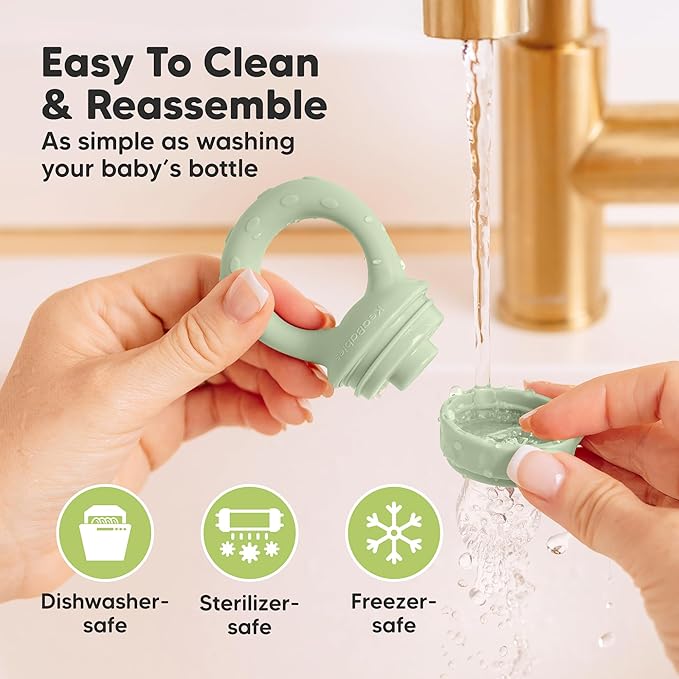 KeaBabies Baby Fruit Feeder 2pk - Silicone Baby Food Feeder for Babies 6-12 Months, Breast Milk Popsicle Teether, Weaning, Pacifier, Freeze Frozen Solid Food, Infant Feeding Essential (Mellow)