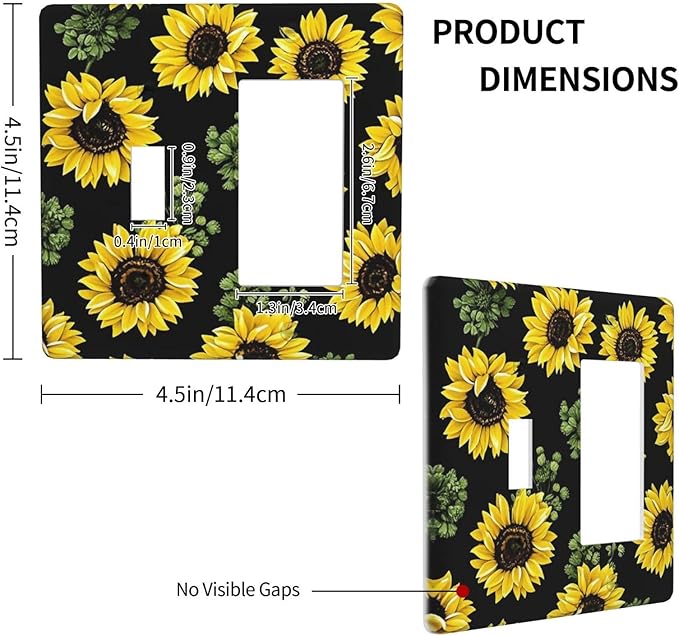 Outlet Covers Floral Sunflower Plants Flowers 1 Toggle 1 Rocker Combination Decorative Wall Plate Electrical Switch Plates Light Switch Cover Plate For Bed Room Farmhouse Decor