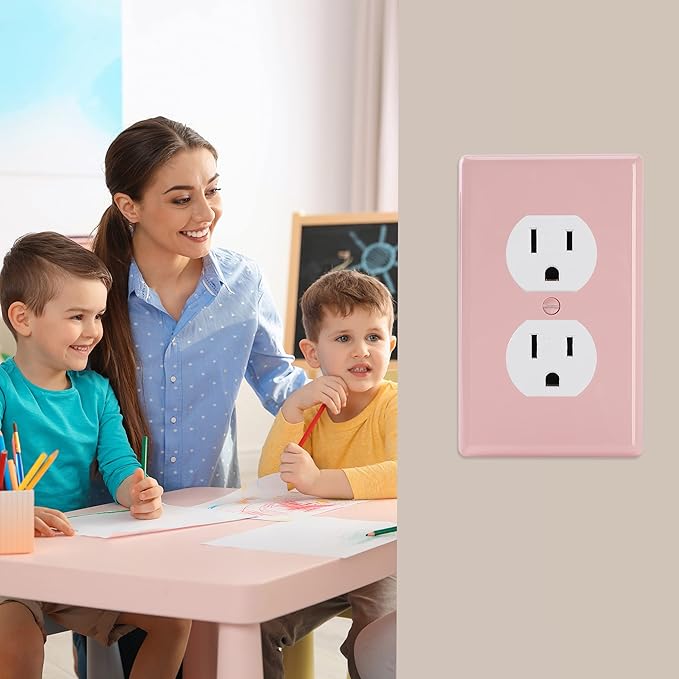 Bates- Duplex Receptacle Wall Plates, 2 Pack, Pink, Electrical Outlet Cover Plates, Electric Outlet Cover, Wall Outlet Cover, Outlet Plate, Outlet Wall Plate, Wall Outlet Cover Plate