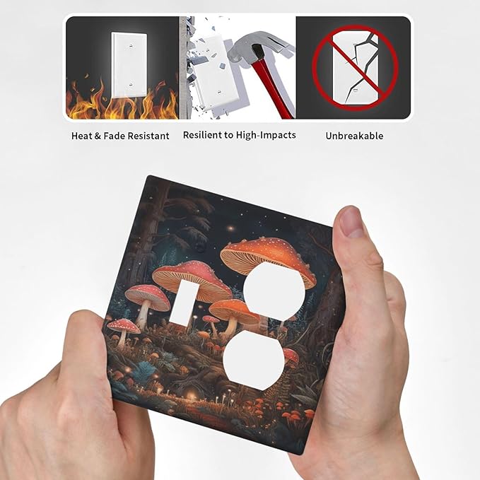 Decorative Art Light Switch Covers Maple Path 2 Gang Single Toggle Duplex Combination Electrical Faceplate Switchplate Wall Plate for Home Decor