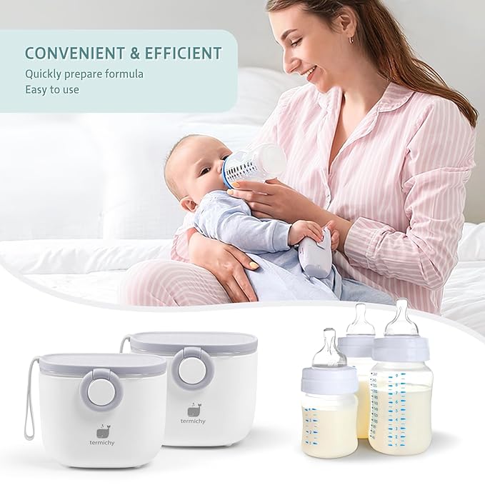 Termichy Baby Formula Dispenser, Portable Formula Dispenser Container with Scoop and Carry Handle for Travel Outdoor Activities for Baby Infant, 500ml 2Pack