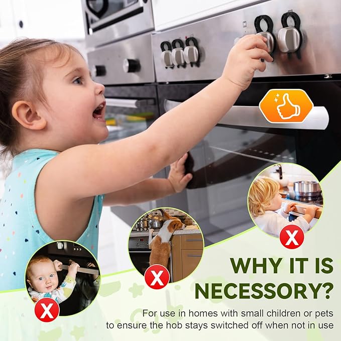 Gas Stove Knob Locks, 5 Pack Stove Knob Locks for Child Safety, Heat-Resistant, Baby Proof Oven Knob Covers Lock for Kids and Pets (Black)