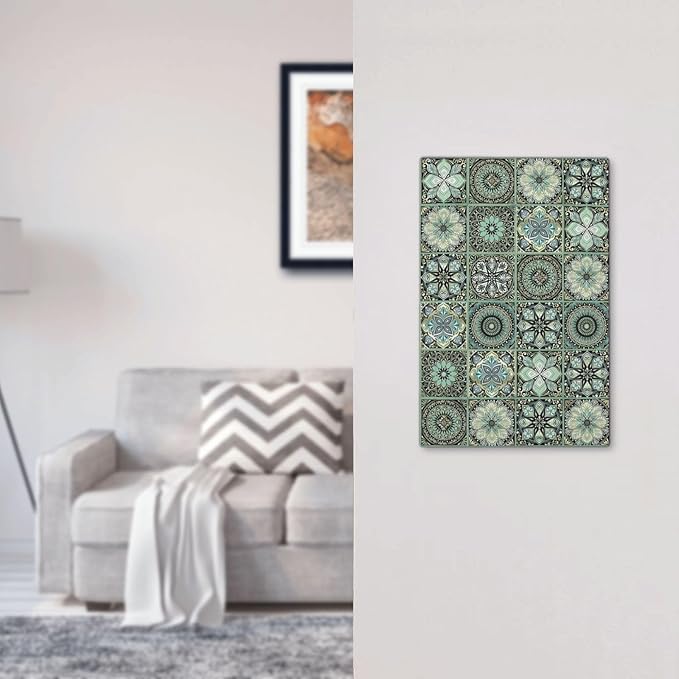Moroccan Mandala Tile Floral Talavera Tiles Light Switch Cover Plate 1 Gang No Device Blank Electrical Wall Plates Faceplate Decorative Switch Plate Covers for Bathroom Kitchen Decor