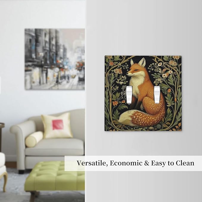 Fox Morris Plants Flowers Vine Colorful Floral Decorative Switch Plates 2 Gang Double Toggle Outlet Light Switch Cover Wall Plate Electrical Faceplate For Bed Room Living Room Decor