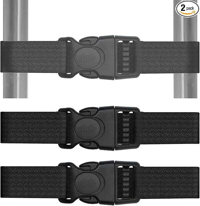2 Pack Baby Safety Lock Strap, Middle Sliding Button with Dual Protection, Fits Kitchen French Door Refrigerators/Cabinets/RV Doors, Damage-Free Installation