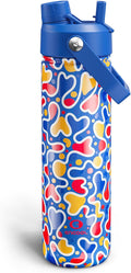ENCOOL Insulated Water Bottle with Straw Stainless Steel Water Bottle, Leak-Proof, BPA-Free, Double Wall Vacuum Keeps Cold for 24 Hours for Sports, Travel, School (26 oz, Ocean Pop)